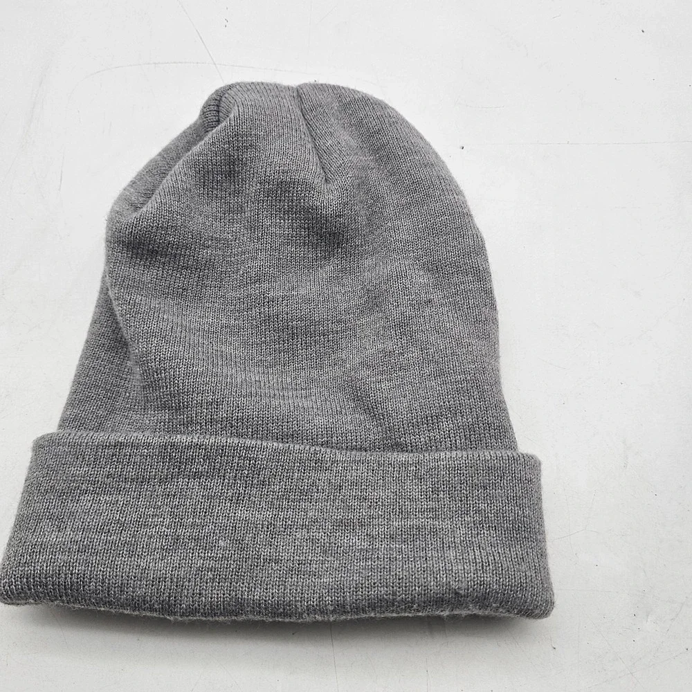 Carhartt Hat Beanie Gray Knit Cuffed Logo Patch One Size Mens Workwear A18